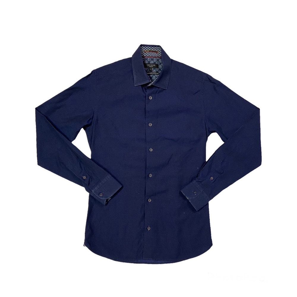 TED BAKER LONDON Mens Navy Long Sleeve Button Down Shirt Ted Size 1 / XS US